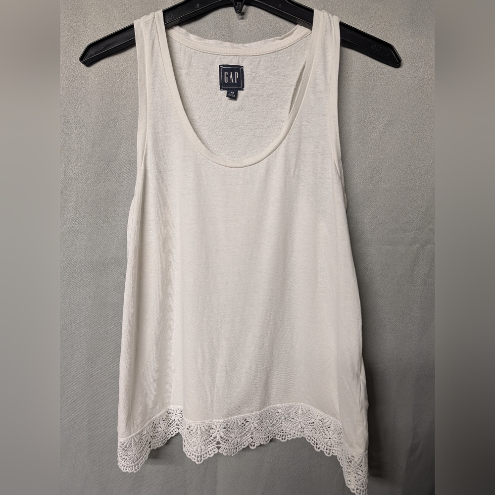 GAP White Lace-Hem Tank Top Size XS